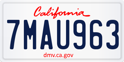 CA license plate 7MAU963