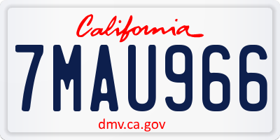 CA license plate 7MAU966