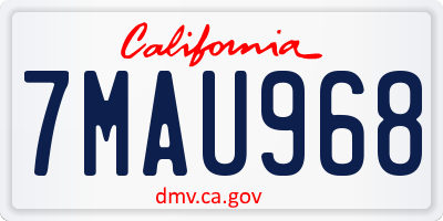 CA license plate 7MAU968