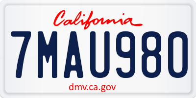 CA license plate 7MAU980
