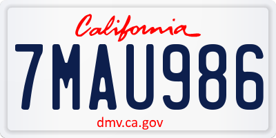 CA license plate 7MAU986