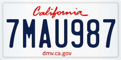 CA license plate 7MAU987