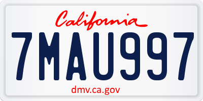 CA license plate 7MAU997