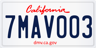 CA license plate 7MAV003