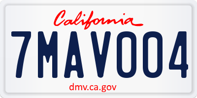 CA license plate 7MAV004