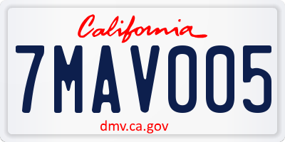 CA license plate 7MAV005