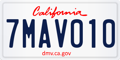 CA license plate 7MAV010