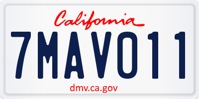 CA license plate 7MAV011