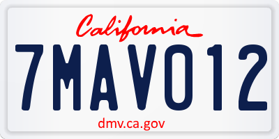 CA license plate 7MAV012