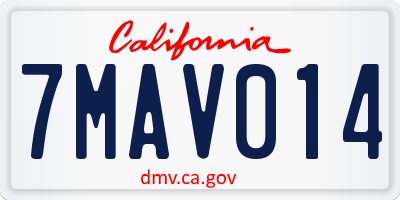 CA license plate 7MAV014