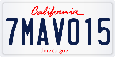 CA license plate 7MAV015
