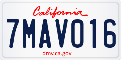 CA license plate 7MAV016