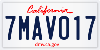 CA license plate 7MAV017