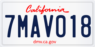 CA license plate 7MAV018