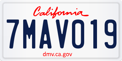 CA license plate 7MAV019