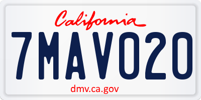 CA license plate 7MAV020