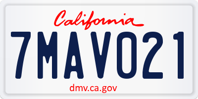 CA license plate 7MAV021