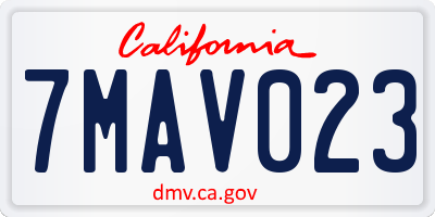 CA license plate 7MAV023