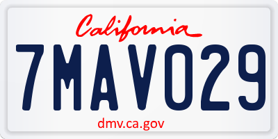 CA license plate 7MAV029