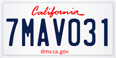 CA license plate 7MAV031