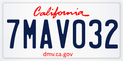 CA license plate 7MAV032