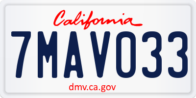 CA license plate 7MAV033