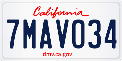 CA license plate 7MAV034