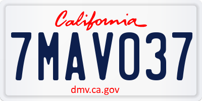 CA license plate 7MAV037