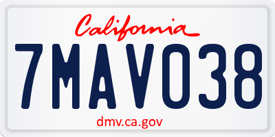 CA license plate 7MAV038