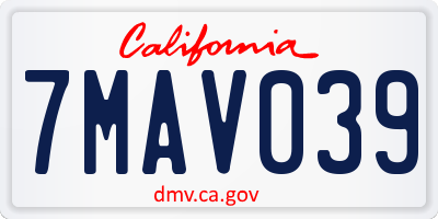 CA license plate 7MAV039