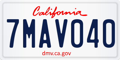 CA license plate 7MAV040