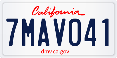 CA license plate 7MAV041