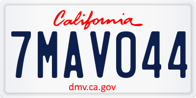 CA license plate 7MAV044