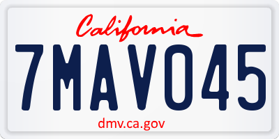 CA license plate 7MAV045