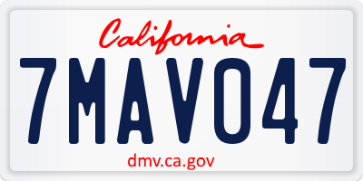 CA license plate 7MAV047