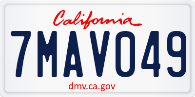 CA license plate 7MAV049