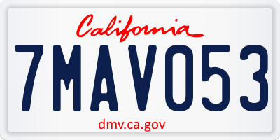 CA license plate 7MAV053