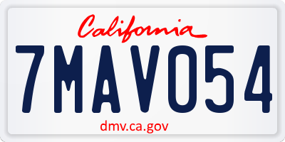 CA license plate 7MAV054