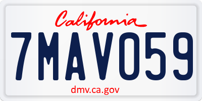 CA license plate 7MAV059