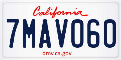 CA license plate 7MAV060