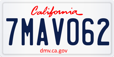 CA license plate 7MAV062