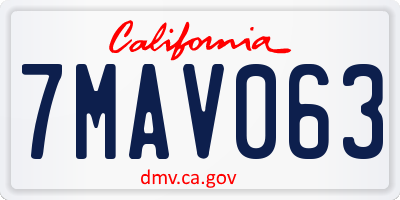 CA license plate 7MAV063