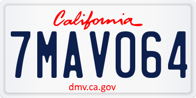 CA license plate 7MAV064