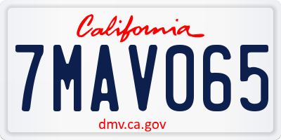 CA license plate 7MAV065