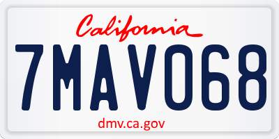 CA license plate 7MAV068