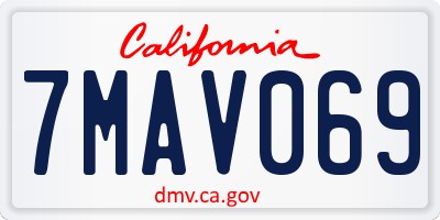 CA license plate 7MAV069