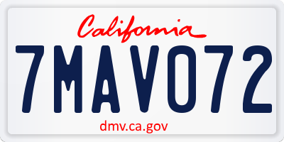 CA license plate 7MAV072