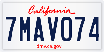 CA license plate 7MAV074