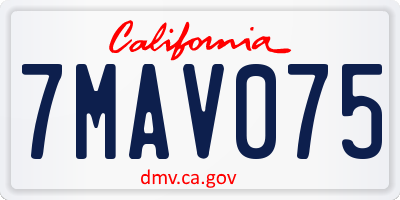 CA license plate 7MAV075