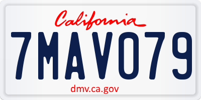 CA license plate 7MAV079